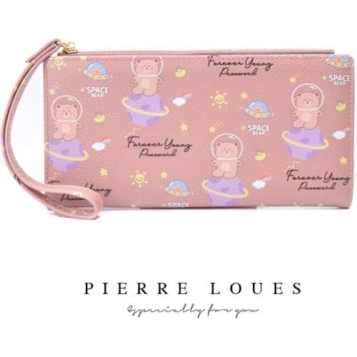 Ladies Fashion Cute Cartoon Wallet PU Leather High Quality Long Portable Soft Hand Hold Multifunctional Zipper Coin Purse