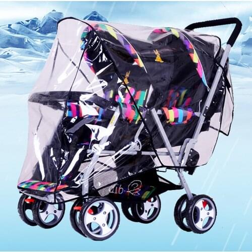 Double Stroller Raincoat Stroller Windproof Cover Accessories Double Stroller Rain Cover Universal Size Waterproof and Windproof