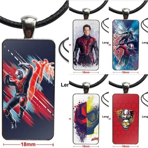Glass Cabochon Jewelry Steel Color With Long Pendant Choker Rectangle Necklace For Child Ant Man and the Wasp