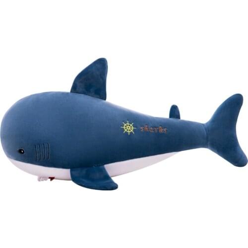60-100cm Giant Marine Animal Plush Doll Q Version Shark Toy Filled Cotton Rest Pillow Gift For Children