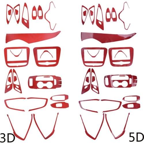 1 Set LHD Red Car Interior Decor Trim Sticker Door Handle Gear Air Panel Fit for Chevrolet Malibu 2019 2018 2017 2016 3D/5D