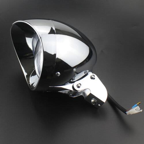 Motorcycle 12V Chrome Headlight Low High beam Head Lights Clear Lens With Mounting Bracket