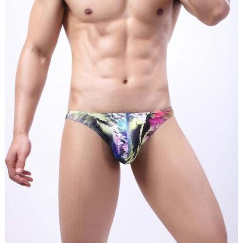 Men Underwear Gay Sexy Underpants Cotton Briefs Fashion Print Male Low Waist Briefs Cool U Convex Pouch Mens Panties Lingerie