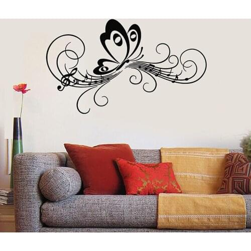 Butterfly Music Musical Nature Wings Summer Melody vinyl wall sticker home decor bedroom decal diy art mural wallpaper gift
