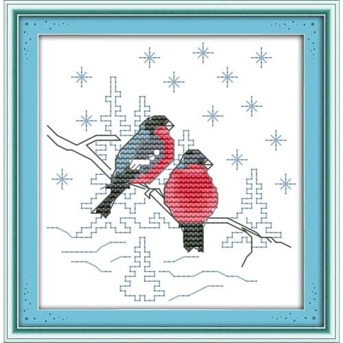 Two red birds cross stitch kit animal 18ct 14ct 11ct count print canvas stitching embroidery DIY handmade needlework plus