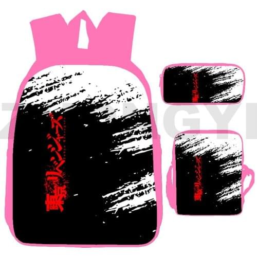 3D Anime Tokyo Revengers Backpack 3-piece Set Travel School Cute Women Student 12 Inch or 16 Inch Bags Kawaii Harajuku Cartoon