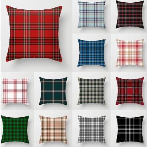 Scottish Red Plaids Pillow Cushion Cover Home Decor Geometric Pillowcase Hot Modern Nordic Fashion Christmas Sofa Throw Pillows