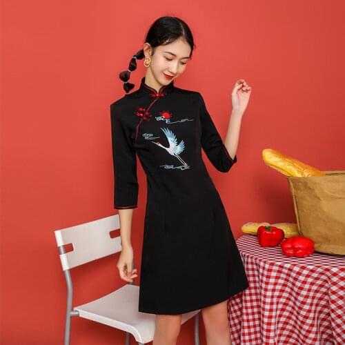 Summer New Womens Art New Cheongsam Improved Young Girls Autumn Chinese Style Dress