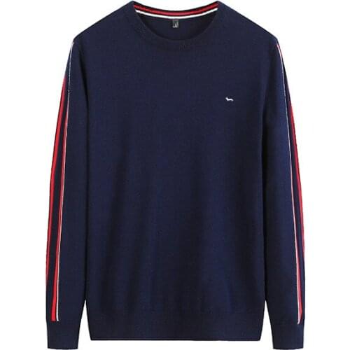New Men Spring Sweater Pullovers Solid Casual Long Sleeve O-Neck Harmont Soft Slim Fit Embroidery Blaine Sweaters