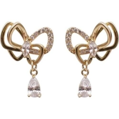 New style bowknot earrings crystal fashion personality womens earrings