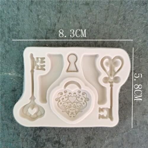 New Baking Tools Retro Key Love Lock Chocolate Mold Fondant Chocolate Cake Silicone Mold Cake Decorating Tools Resin Mold