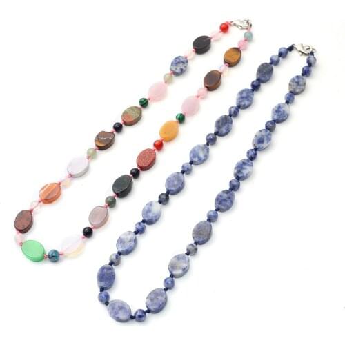 Wholesale 3pcs Fashion Rubys Fuchsite Onyx Natural Stone Quartz Crystal Agates Chalcedony Oval Round Beads Knotter Necklace Free