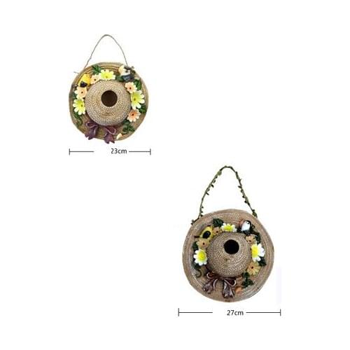 Outdoor Garden Villa Courtyard Terrace Balcony Kindergarten Straw Hat Decoration Bird Nest Landscape Wall Hanging Ornaments