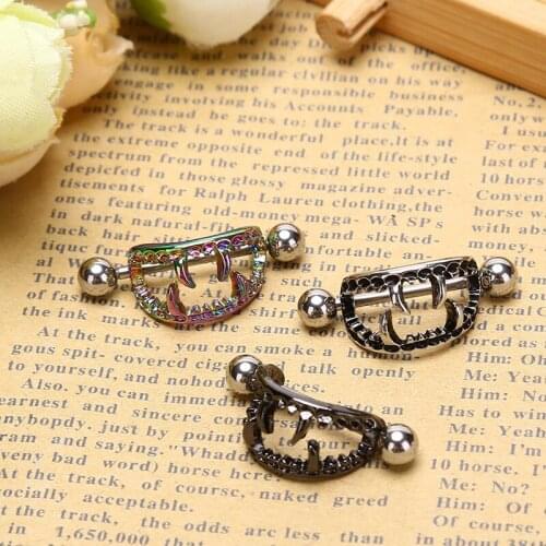 Sexy Teeth Nipple Ring Shield Cover Barbell Nipple Piercing Bar For Women 14g Surgical Steel Breast Body Piercing Jewelry 1/3pcs