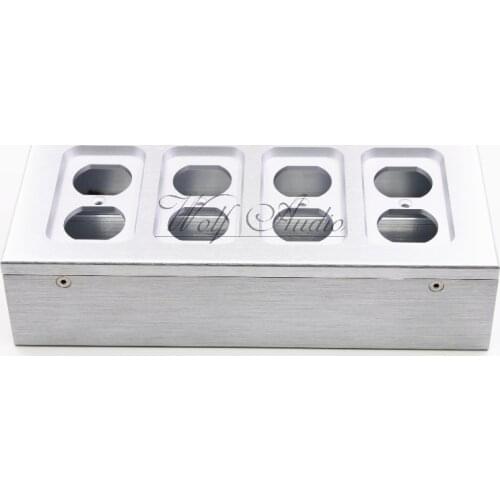 Silver Full Aluminum Electrical Outlet Box / Power Socket Chassis Outlet Enclosure HiFi Power Case