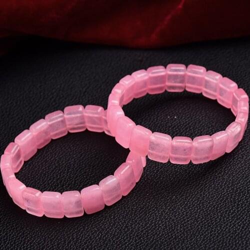 Natural Crystal Rose Quartz Rectangle Raw Jewelry Bracelet Mineral Healing Stone Woman Or girls meditation holiday party gifts