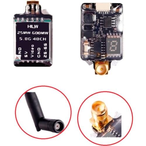25-600mW 5.8G 48CH 2S-6S FPV Video Audio Transmitter RC With SMA Inner Needle Bent Connector Light weight