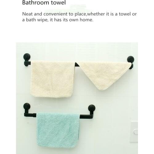 Adjustable Punch Free Towel Holder Rack Bathroom Durable Suction Cup Towel Bars Space Saving