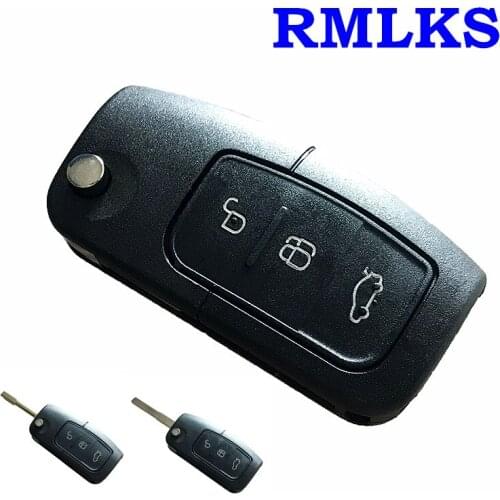 RMLKS Flip Folding Modified Uncut Car Blank Key Shell Remote Fob Cover Styling Case For Ford Focus Fiesta C Max Ka 3 Buttons