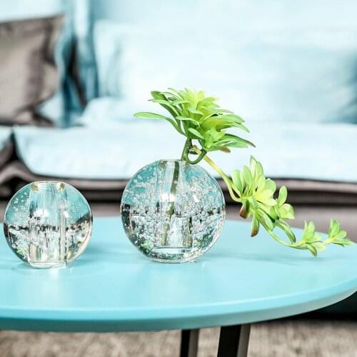 Luxury Crystal Ball Vase Fresh Tabletop Ornaments Flower Plant Transparent Bubble Glass Vase Modern Home Decoration Accessories