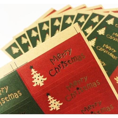 Merry Christmas Package Seal Sticker Christmas Tree Paper Stickers Diary Scrapbooking Label For Gift Wrapping Decoration 100pcs
