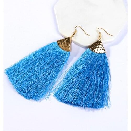 Boho Tassel Earrings Geometric 12cm Long Blue Gray Pink Black Earrings For Women Drop Earring Fringe Earings Jewelry Earing Gift