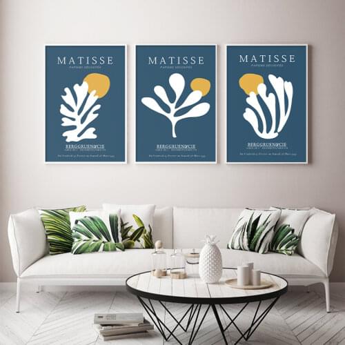 Nordic Abstract Canvas Painting Posters and Prints Matisse Cutouts Blue Coral Wall Art Decorative Pictures for Home Decor