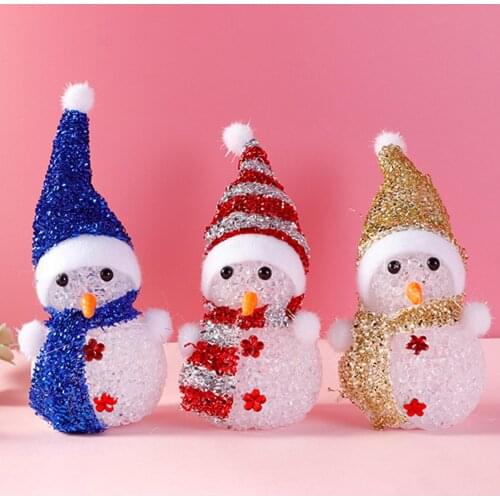 Rhinestone Snowman with Colorful Hat Night Light Christmas Gifts Decorations Kids Educational Toys for Children Gifts