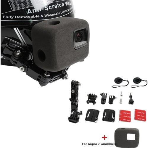 Motorcycle Helmet Chin Extension Arm Mount Bracket Adapters Windshield Set For Gopro 9 8 7 6 5 Xiaomi Yi Camera Accessories