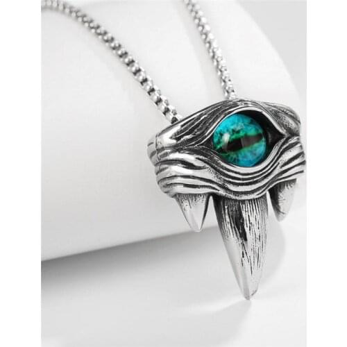 Vintage Devils Claw Purple Cats Eye Stone Inlaid Pendant Necklace Mens Necklace New Fashion Pendant Accessories Party Jewelry