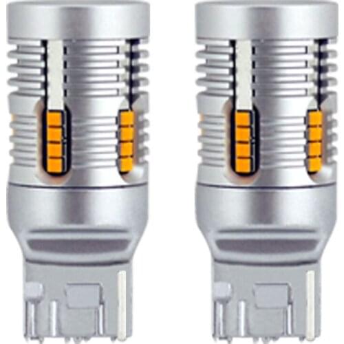 T20 7440 7440A Built in Resistor Anti Hyper flashing LED Bulb WY21W Turn Signal Light Orange Yellow Single Filament Error Free
