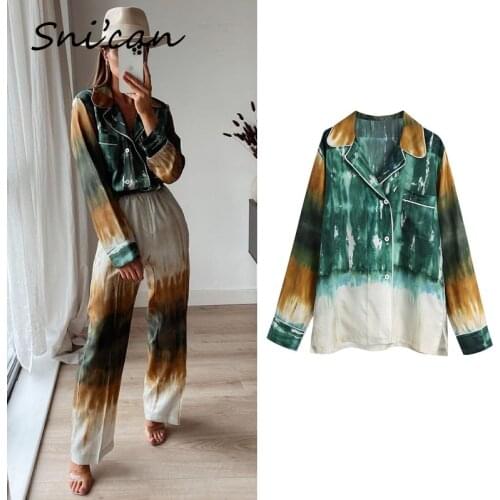 Loose Tie Dye Blouse Za 2021 Women Oversize Casual Holiday Female Tops Summer Vintage Boho Printing Shirts Femme Chandails New