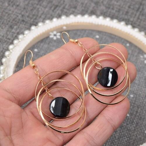 Punk Gold Silver Colour Circle Alloy Earrings For Women Vintage Geometric Statement Earrings Bohemian Fashion Jewelry