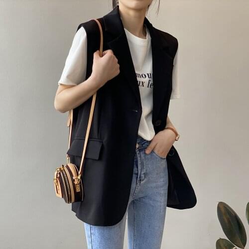 Vest Women 2021 Spring Summer New Waistcoat Korean Version White Loose Single Breasted Fashion Temperament Suit Vest Vest Coat