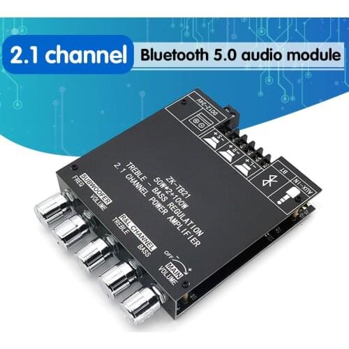 2*50W+100W Bluetooth 5.0 TPA3116D2 Power Subwoofer Amplifier Board 2.1 Channel Class D TPA3116 Audio Stereo Equalizer Amp