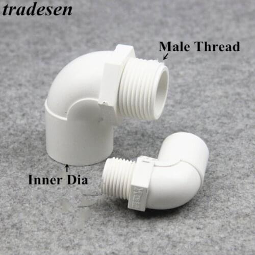 1pcs 20 25 32mm To 1/2" 3/4" 1" Male Thread Elbow Joint Garden Irrigation White PVC Connector 90 Degrees Equal Reducer Coupling