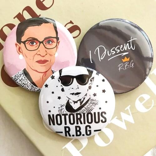 12Styles Ruth Bader Ginsburg Badge Creative The Notorious RBG I DISSENT Brooch Pins Car Accessories