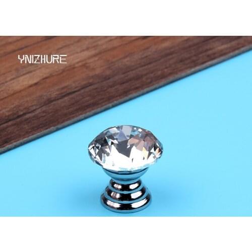 20mm 10pcs / bag Global Hot Furniture Accessories Drawer Cupboard Handle Silver Plated Crystal Glass Wardrobe Dresser Knob