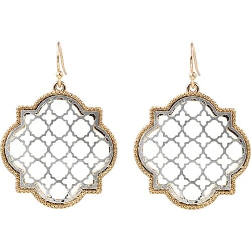 2021 New Vintage Clover Hollow Out Flower Filigree Dangle Earrings for Women