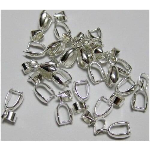 25 Silver-plate Plated Pendant Pinch Clip Bail Beads Findings 16mm