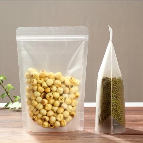 50pcs Frosted transparent zipper ziplock stand up bone bag Nut dry goods specialty food packaging bags sealed pouch