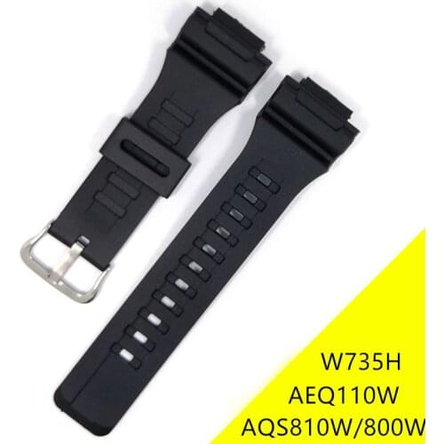 Black Sport WatchBands For Casio G-SHOCK AQS810W 800W AEQ110W W735H Watch Accessorie Silicone Band Replace Wristwatch Strap
