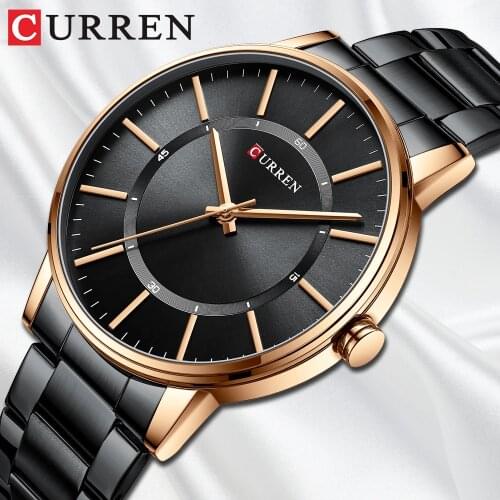 CURREN Classic Business Wristwatches Simple Big Dial Quartz Watches for Men Stainless Steel Band Clock Male