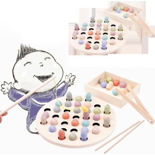 Baby Wooden Toy Children Montessori Education Wooden Beads Clip Fish Magnetic Math Toy Multi-function Educational Puzzle Toys