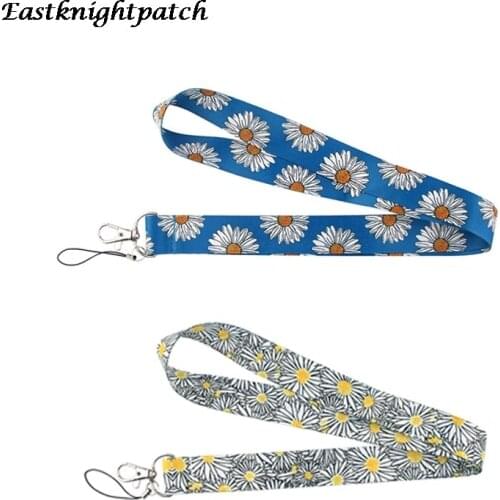 E2311 Daisy Flower Women Neck Strap Lanyards ID Badge Card Holder Keychain Mobile Phone Strap Gifts Decorations