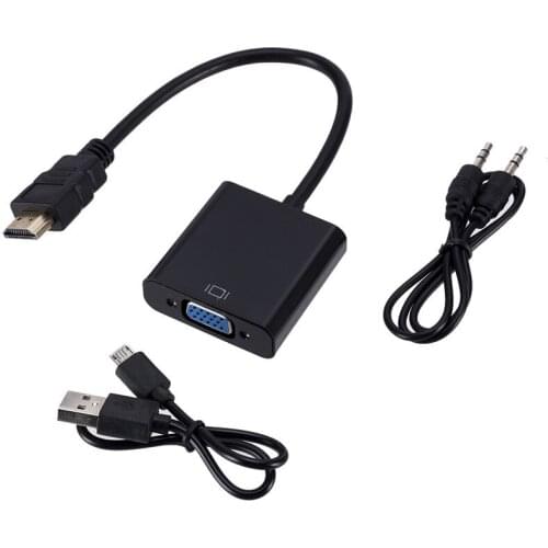 HDMI to VGA Adapter Converter Male to Female Digital to Analog Cable Power Audio output for PC Monitor Tablet HDTV 1080P