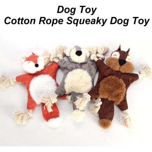 Pet Cotton Rope Squeaky Toy Sounding Paper Crinkly Sound Fox Shaped Toy Rope For Dogs Cats Crinkle Dog Toy Plush Pets Product