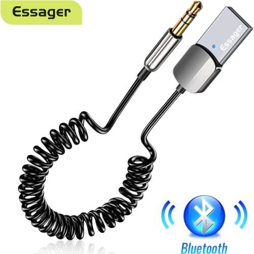 Essager Wireless Adapter Cable Handsfree Bluetooth 5.0 Receiver USB to 3.5mm Jack Aux Audio Music Transmitter For Car Speaker
