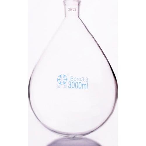 Flask eggplant shape,short neck standard grinding mouth,Capacity 3000ml and joint 29/32,Eggplant-shaped flask