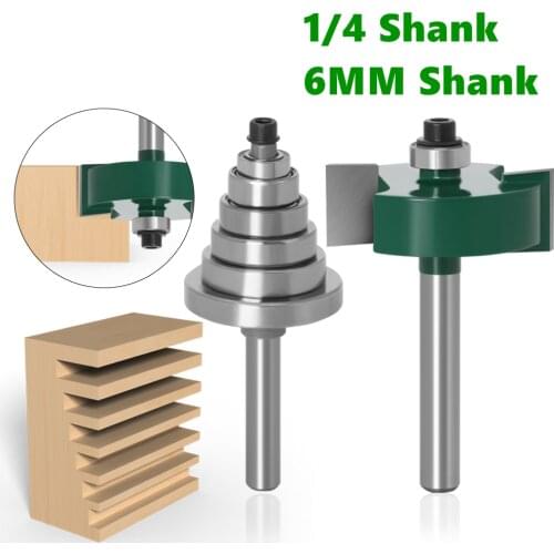 2Pcs Rabbet Router Bit with 6 Bearings Set -1/2"H - 1/4" 6mm Shank Woodworking cutter Tenon Milling Cutter for Woodworking Tools